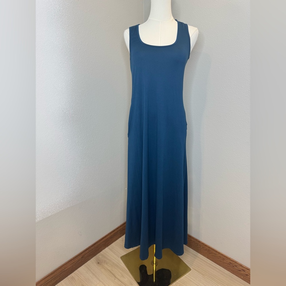 24seven Comfort Apparel Teal Maxi Dress Small NWT stretchy